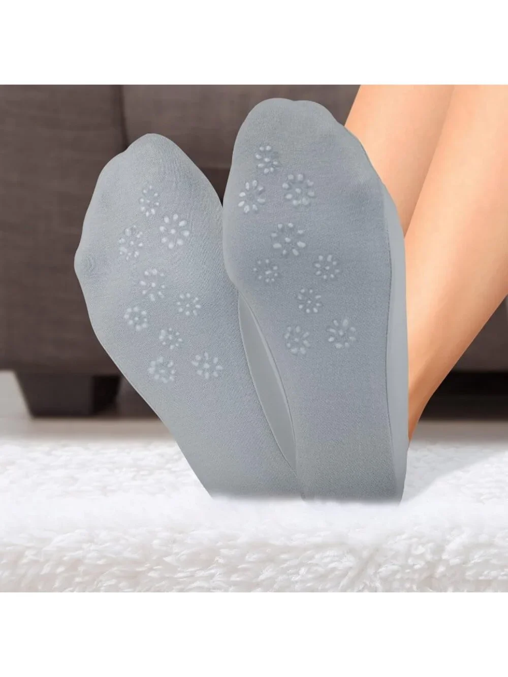 🧦Women's Nude Blue No Show Socks Liner Ultra Low Cut Non Slip Socks for Flats